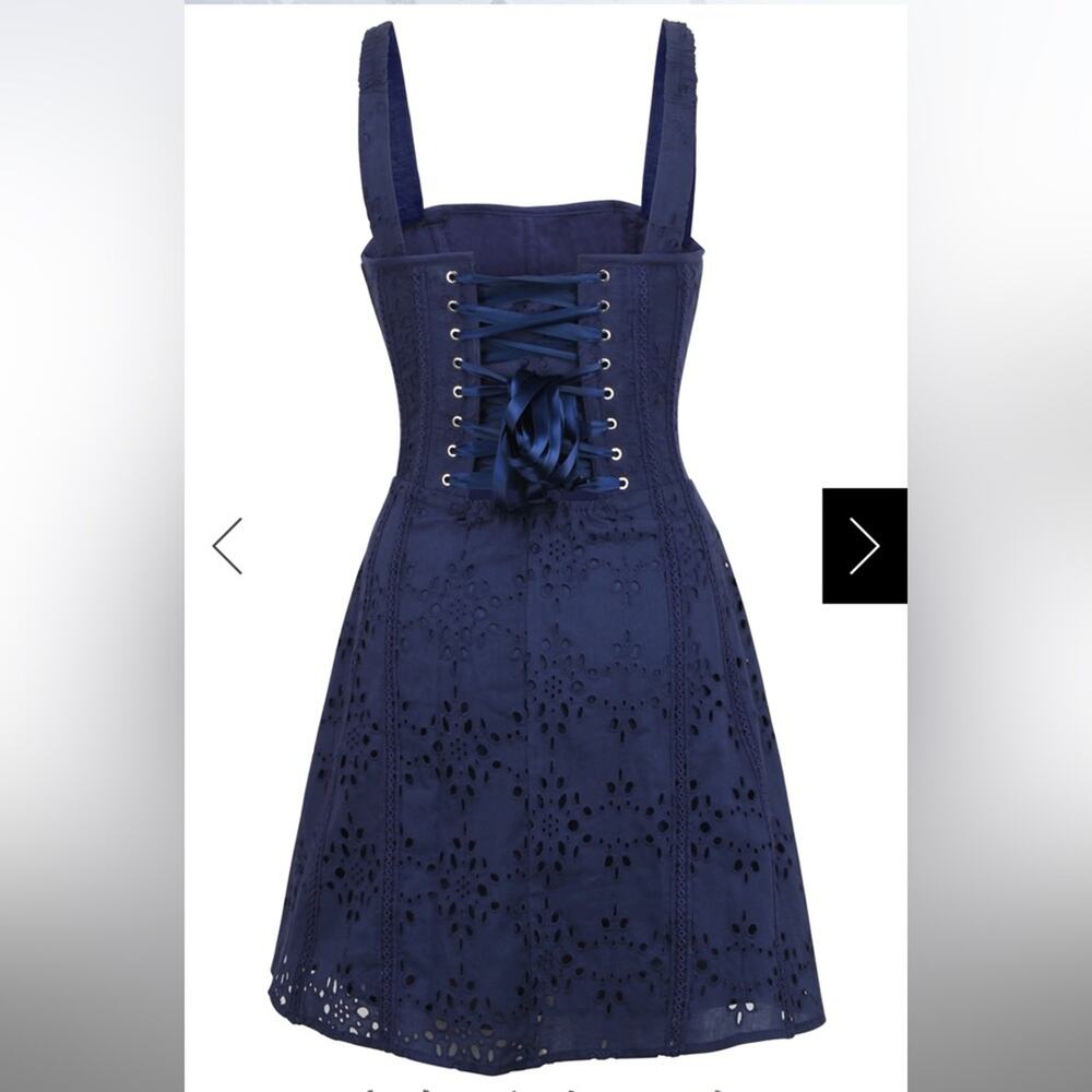 NWT Corset Story VERONICA SUMMER NAVY BRODERIE ANGLAISE COTTON CORSET DRESS US 6 - Picture 12 of 14